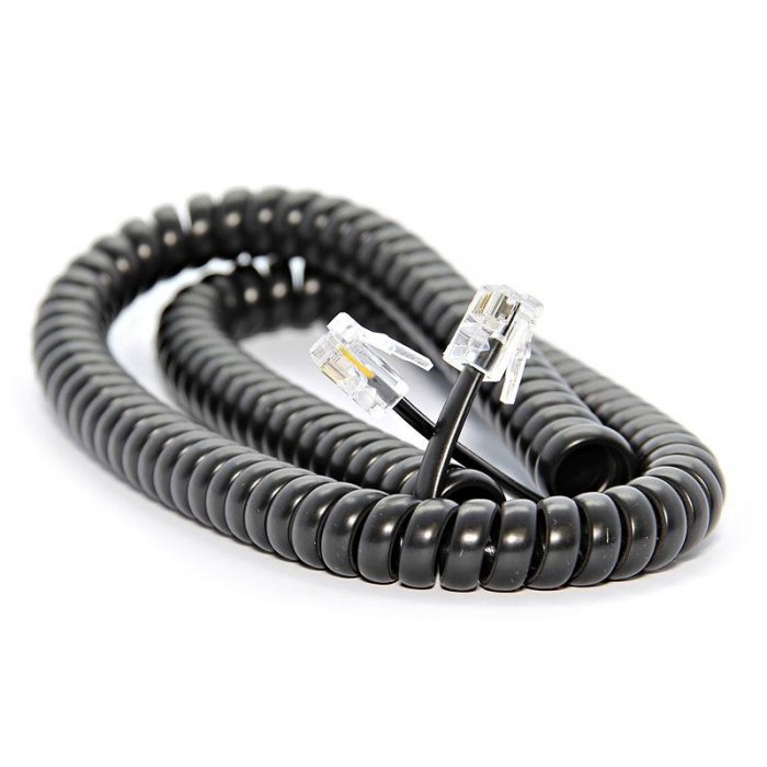 Ultralink UHS87BL Telephone Coil Cord BLACK (12FT) - Click Image to Close