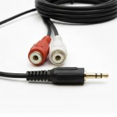 Standard 'Y' Audio Cable 3.5mm stereo plug to 2 RCA Jacks (6in)