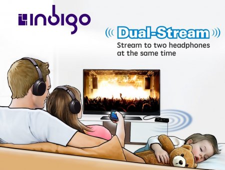 Description image for Indigo BTRT1 Bluetooth 4.1 Transmitter  Receiver For Watching TV with Bluetooth Headphones