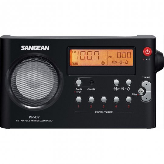 Sangean PR-D7BK AM/FM Digital Rechargeable Portable Radio BLACK