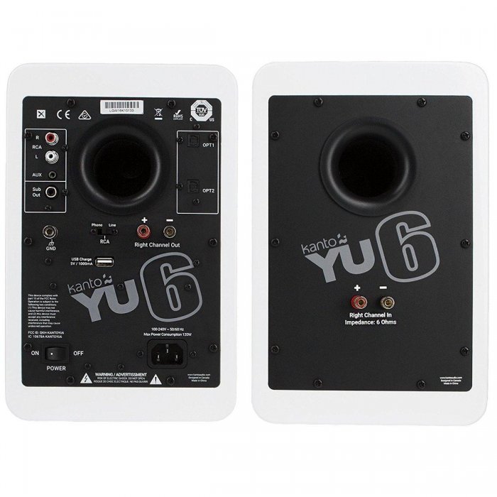 Kanto YU6MW 100W Powered Speakers w Bluetooth & Phono Preamp MATTE WHITE - Open Box - Click Image to Close