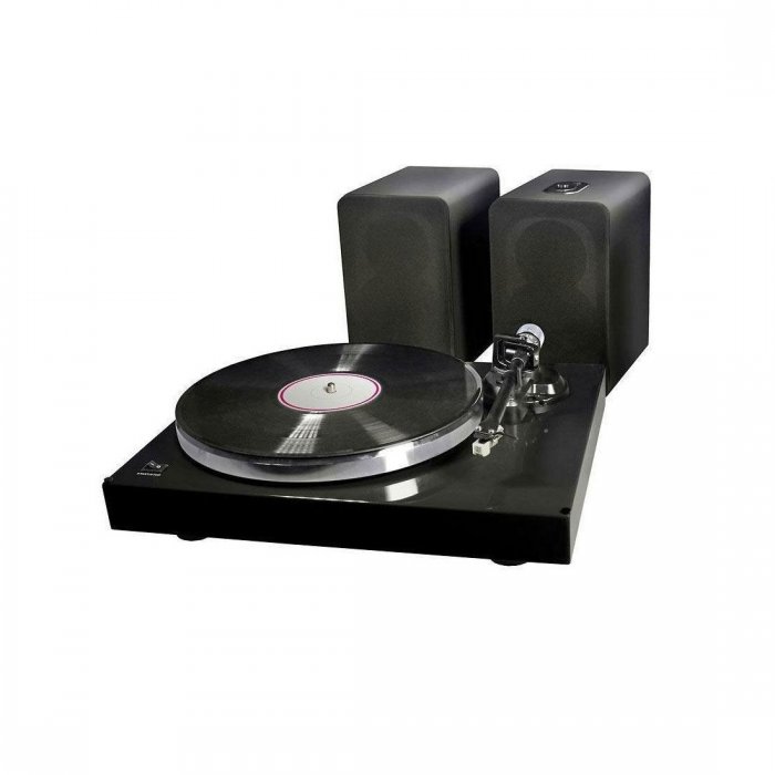 UltraLink MUSIC CRATE Turntable System with Powered Speakers BLACK - Open Box - Click Image to Close