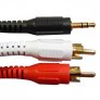 Standard 'Y' Audio Cable 3.5mm Stereo Plug to 2 RCA Plugs 2M