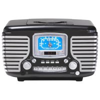 Crosley CR612-BK Corsair Retro Clock Radio CD Player BLACK