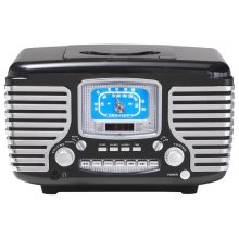 Crosley CR612-BK Corsair Retro Clock Radio CD Player BLACK