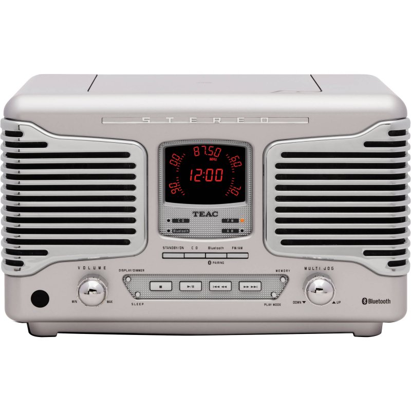 Teac SL-D800BT Wireless Bluetooth Vintage Retro Radio SILVER