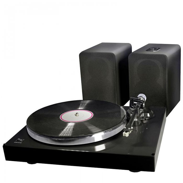 UltraLink MUSIC CRATE Turntable System with Powered Speakers BLACK - Open Box - Click Image to Close