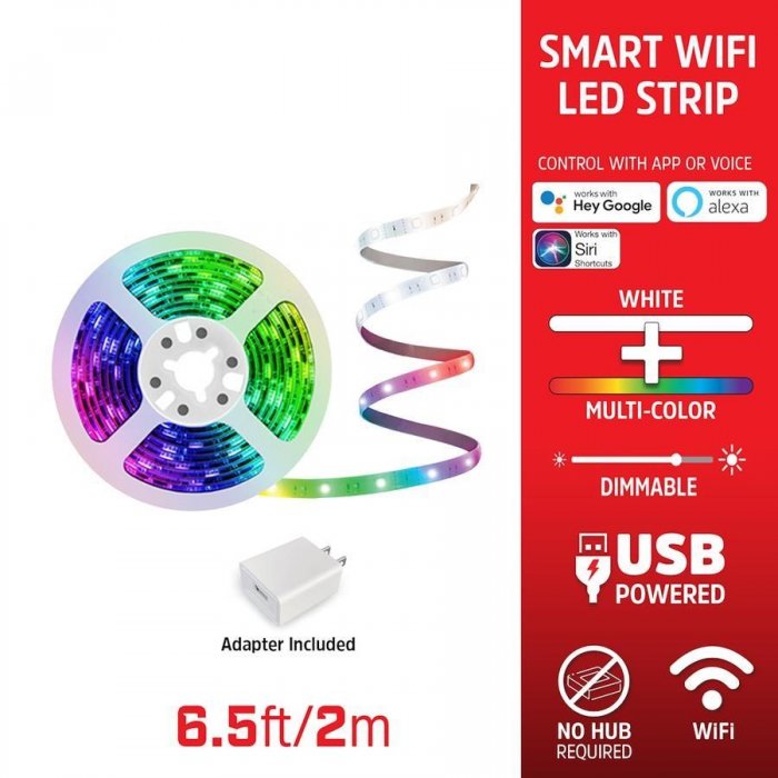 Energizer Smart 2M LED RGB Light with Wall Adapter - Click Image to Close