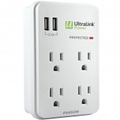 Ultralink PS40UW 4 Outlet Multimedia Surge Protector WHITE
