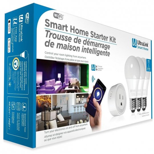 Ultralink Smart Light Starter Kit (3 Smart LED WiFi Bulbs + 1 WiFi Outlet Plug)