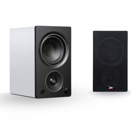 white powered speakers
