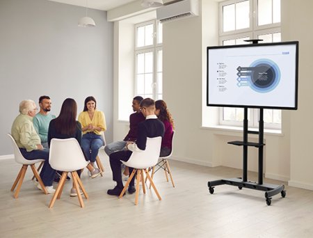 Description image for Kanto MTM86PL Height Adjustable Rolling Cart for 55"-86" TVs BLACK