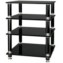 NorStone Stabbl HiFi 4 Shelf 15mm Tempered Glass Steel Frame Heavy Duty Audio Rack BLACK