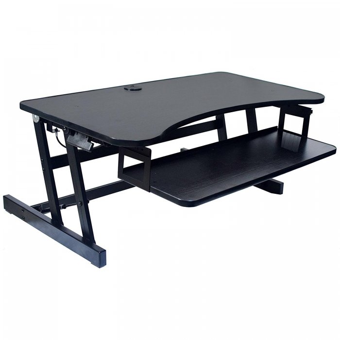 Rocelco EADR Sit-To-Stand 37-Inch Adjustable Desk Riser BLACK - Click Image to Close