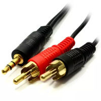 Standard 'Y' Audio Cable 3.5mm Stereo Plug to 2 RCA Plugs 2M