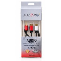 Maestro BMYC-0.3 2 RCA Female to 1 RCA Male Audio Y-Adapter Cable