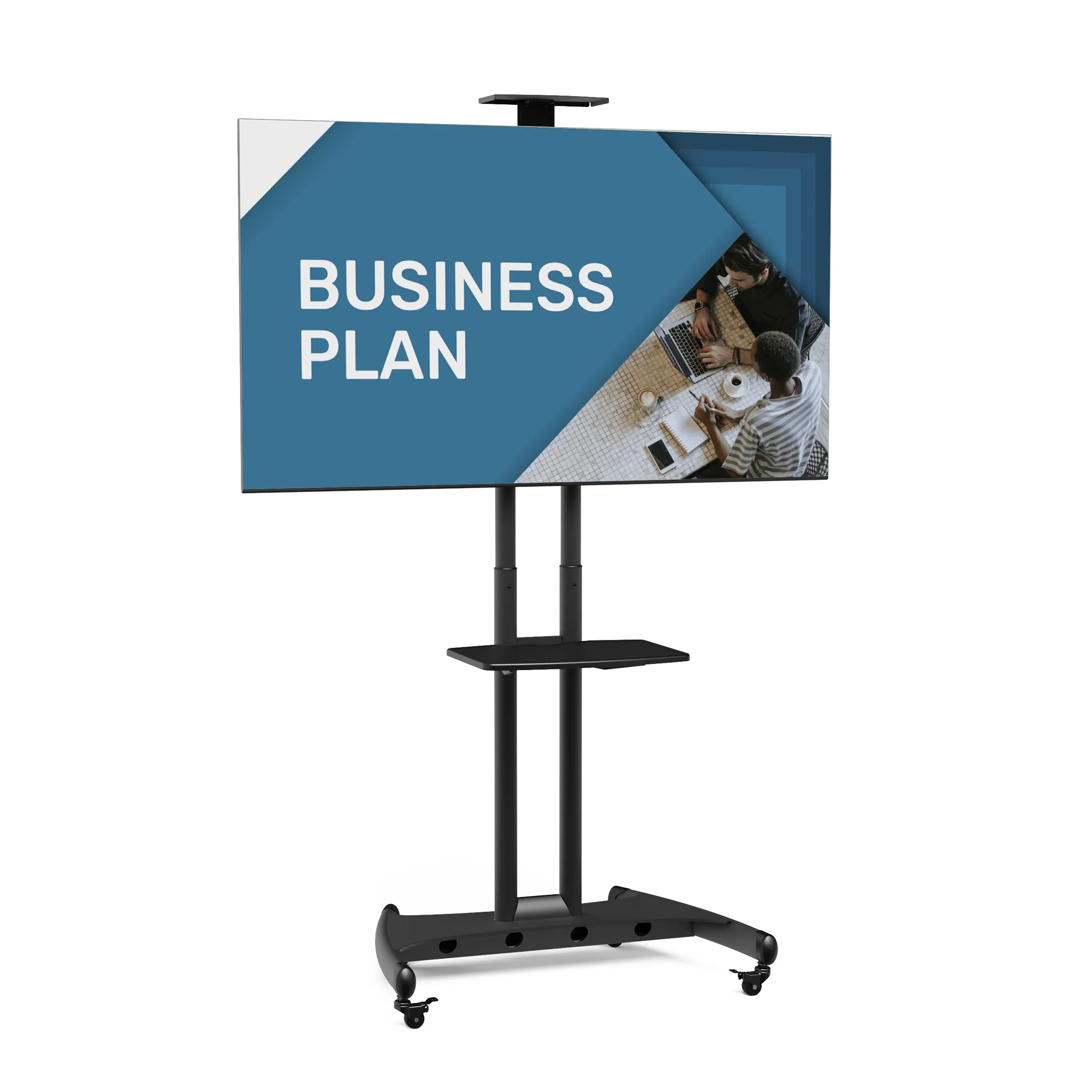 Kanto MTM70PL Mobile TV Mount, BLACK Steel with Keyboard Tray and Top Shelf