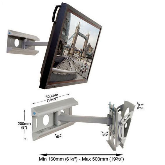 B-Tech BT8413 HEAVY DUTY Articulation Arm Plasma Wall Mount - Click Image to Close