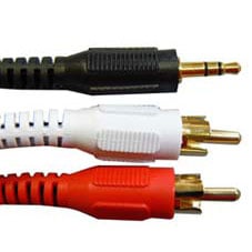 Standard 'Y' Audio Cable 3.5mm Stereo Plug to 2 RCA Plugs 2M - Click Image to Close