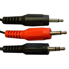 Standard 'Y' Audio Cable 3.5mm Stereo plug to 2 x 3.5mm Mono Jac