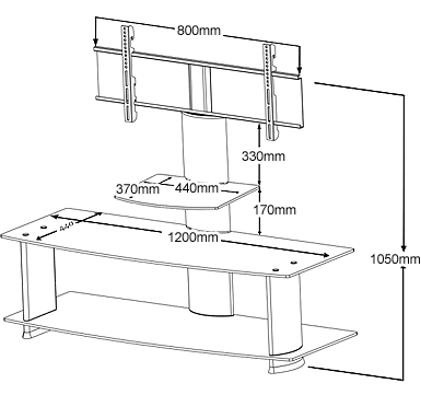Description image for Legend FS205 Glass on Metal Plasma or LCD Stand with Top Plate