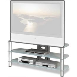 Techcraft BEL501F 50" Frosted Glass & Metal TV Stand SILVER - Click Image to Close