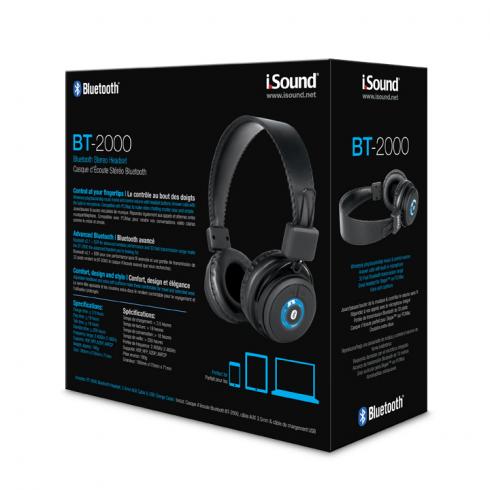 iSound BT-2000 Bluetooth Stereo Wireless Headset / Headphones - Click Image to Close