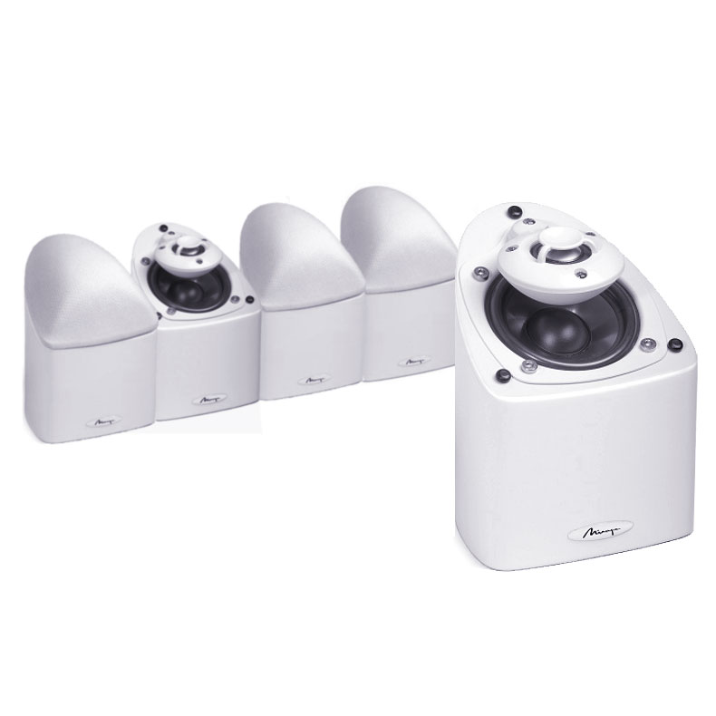 Mirage Omnipolar Bookshelf Speakers Nanosat Theater Pack WHITE