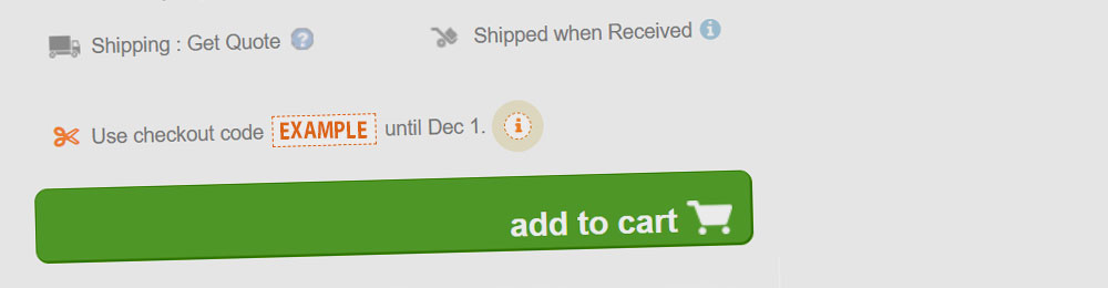 Example of coupon shown on product page