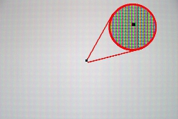 Dead pixel example on television screen