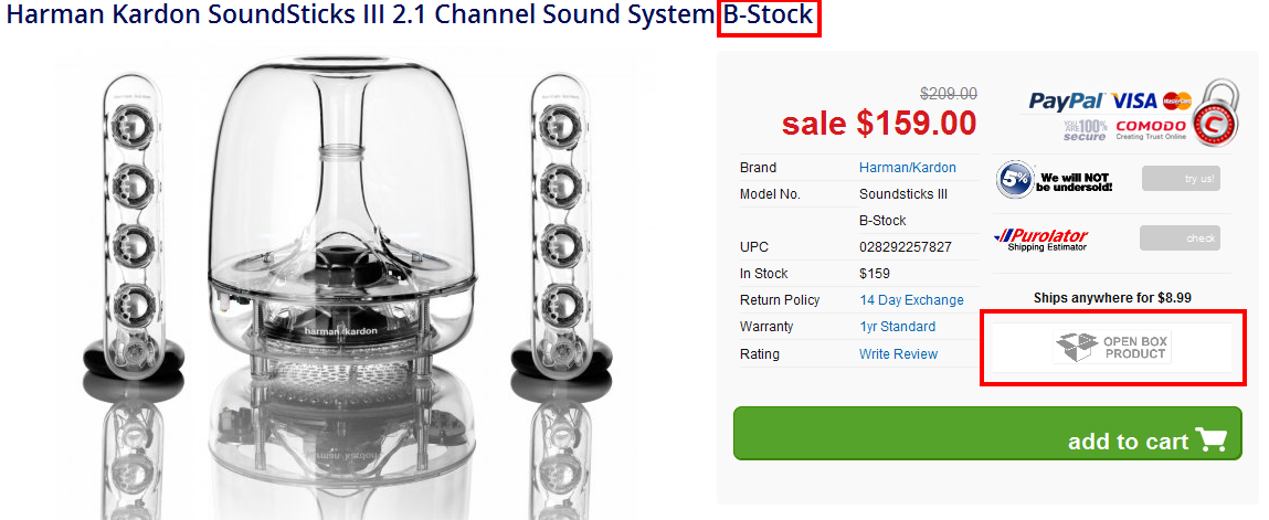 Open box and carton damage