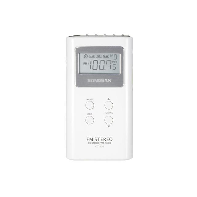 Sangean DT-120 AM/FM Stereo PLL Synthesized Pocket Receiver WHITE - Click Image to Close