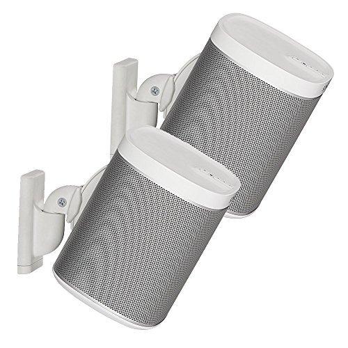 Sanus WSWM1-W2 Wireless Speaker Wall Bracket for Sonos Play: 1 and Play: 3 (Pair) WHITE - Click Image to Close