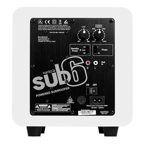 Kanto SUB6MW Active Subwoofer with RCA Cable MATTE WHITE - Open Box - Click Image to Close