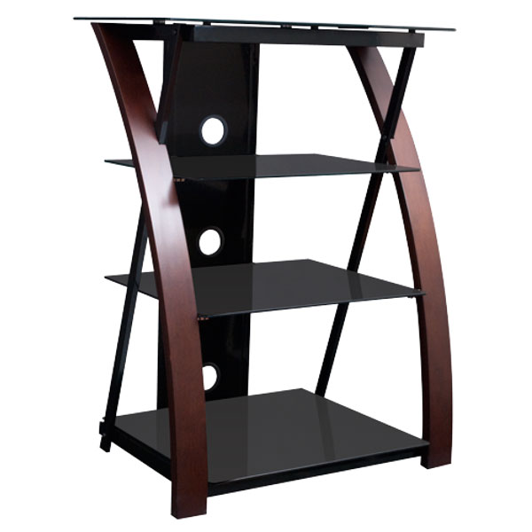 Sonora S85A4B Glass + Wood Audio Stand Audio Rack DARK BROWN - Click Image to Close