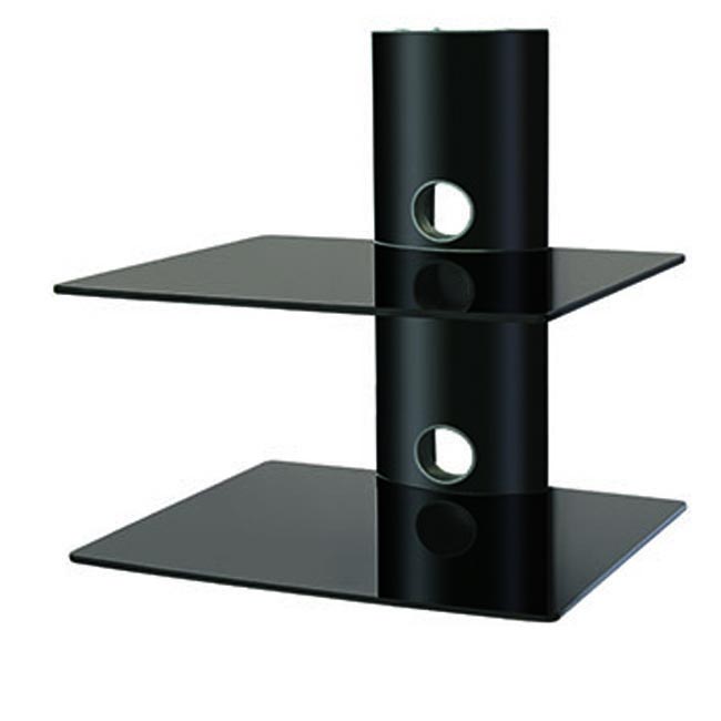 Legend PVS-502 Two Shelf Wall Bracket W Cable Management TEMPERED GLASS BLACK - Click Image to Close
