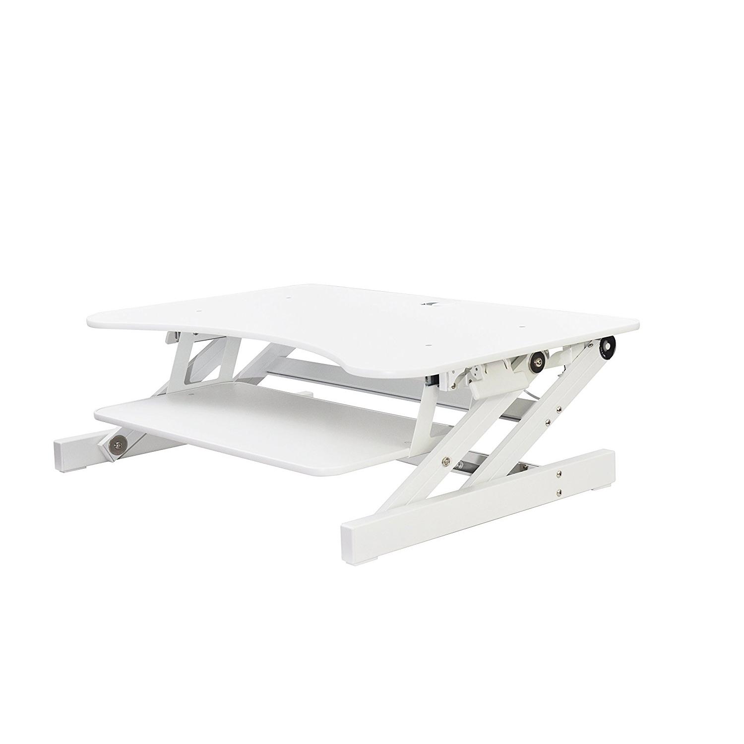 Rocelco EADR Sit-To-Stand 37-Inch Adjustable Desk Riser WHITE - Click Image to Close