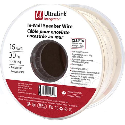 UltraLink CL216100 Integrator In Wall Speaker Wire 16 Guage Mini Spool (100ft)
