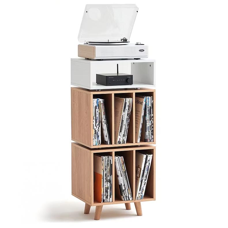 NorStone Stockholm 1100 Turntable Stand with Vinyl Storage WHITE / CLEAR OAK