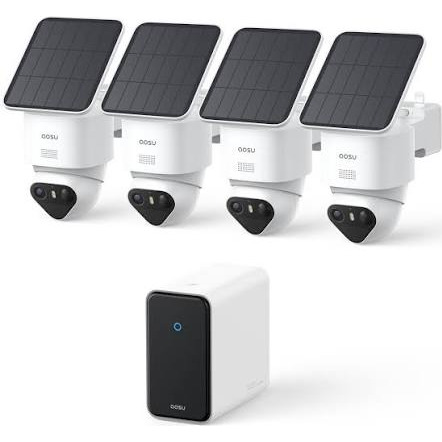 aosu SolarCam T2 Ultra  C9X-4H 4K TrueColor Solar Security Camera System with aosuCortex AI Hub (4 Cameras) WHITE